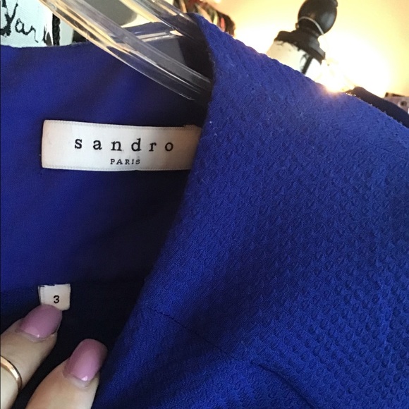 Sandro Royal Blue Jersey Mini w Lace 3 - Picture 6 of 6